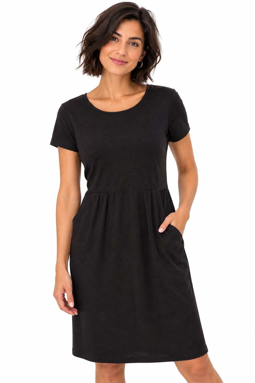 Boden Phoebe Jersey Dress Womens Size 8L Black Pocket LBD Casual 8 Long Tall